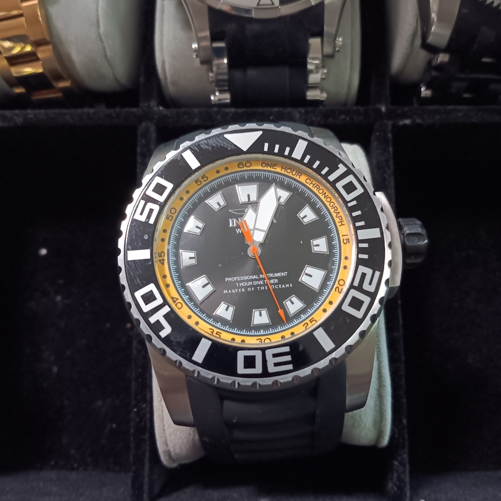 Invicta Pro Diver Black Dial Black Polyurethane Men's Watch (needs battery)